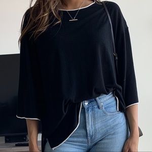 Classic chic black Zara sweater with white accents